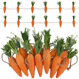 lot 11680 image: DR.DUDU Easter Decorations 12 Pcs Carrot Ornament, 8.5 FT Hanging Artificial Carrots Garland Carrot Banner for Fireplace Home Kitchen Party