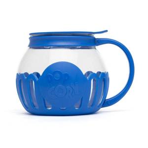 lot 11684 image: Ecolution Patented Micro-Pop Microwave Popcorn Popper with Temperature Safe Glass, 3-in-1 Lid Measures Kernels and Melts Butter, Made Without BPA, Dishwasher Safe, 1.5-Quart, Blue