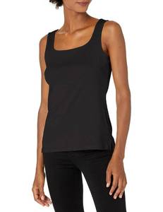 lot 11694 image: Ruby Rd. Womens 1x1 Rib Square-Neck Sleeveless Tank, Black, X-Large