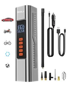 lot 11697 image: TEMOLA Tire Inflator Portable Air Compressor, Air Pump for Car Tires Car Accessories, 150PSI Portable Tire Inflator for Car with Tire Pressure Gauge, Bike Pump for Motorcycle Bicycle Ball, 2000mAh2