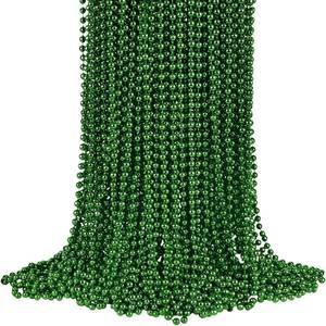 lot 11707 image: Green Bead Necklaces (30) - Pack of 50 - Perfect Party Decor for Celebrations, Mardi Gras & More