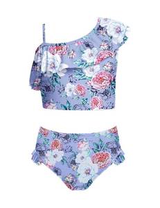 lot 11710 image: Arshiner Girls Swimsuit Ruffles Flounce Printed Two Pieces Bikini Set Swimwear Bathing Suits 130