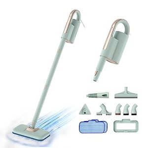 lot 11713 image: Newbealer Steam Mop & Detachable Handheld Cleaner, 250ml 1200W Powerful Floor Steamer, 3 Adjustable Levels for Carpet Laminate Hardwood Grout, with Carpet Glider, 7 Multi-purpose Accessories & 2 Pads - Retail $103.39