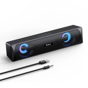 lot 11717 image: Bobtot Computer Speakers Desktop Soundbar - HiFi Stereo Audio RGB Mini Sound Bar External Speaker with Bluetooth AUX-in Wired USB Powered Volume Control for PC Laptop Tablets Monitor