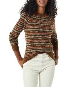 lot 11732 image: Amazon Essentials Womens Soft-Touch Crewneck Novelty Sweater, Dark Chestnut Brown Geo Print, Medium