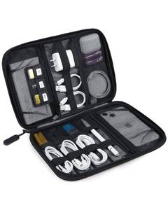 lot 11737 image: BAGSMART Electronics Organizer Travel Case, Small Cable Organizer Bag for Essentials, Tech Organizer as Accessories, Cord Organizer for Phone, Power Bank, SD Card, Black
