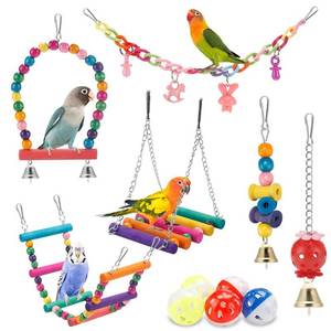lot 11756 image: Bird Parakeet Toys,Swing Hanging Standing Chewing Toy Hammock Climbing Ladder Bird Cage Colorful Toys Suitable for Budgerigar, Parakeet, Conure, Cockatiel, Mynah, Love Birds, Finches