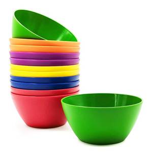 lot 11766 image: KX-WARE Plastic Bowls set of 12 - Unbreakable and Reusable 6-inch Plastic CerealSoupSalad Bowls Multicolor  MicrowaveDishwasher Safe, BPA Free