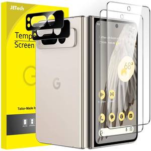 lot 11768 image: JETech Front Screen Protector and Camera Lens Protector for Google Pixel Fold 2023, 9H Tempered Glass Film, Anti-Fingerprint & Case-Friendly, HD Clear, 2-Pack Each
