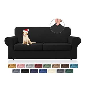 lot 11770 image: KEKUOU 3 Pieces Stretch Couch Covers for 2 Cushion Couch Sofa pet Friendly2024 Newest Sofa Covers Washable Soft Elastic Dogs Furniture Protector (Loveseat,Black)