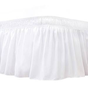 lot 11773 image: Biscaynebay Wrap Around Bed Skirts for Queen Size Beds with Extra Long Drop of 21, White Adjustable Elastic Dust Ruffles Easy Fit Wrinkle Resistant Silky Luxurious Fabric Machine Washable