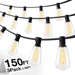 lot 11780 image: addlon 150 FT (3x50FT) Outdoor String Lights,Waterproof Patio Lights UL Listed with 453 Shatterproof Dimmable ST38 LED Bulbs,2700K Connectable Outdoor Lighting for Backyard Bistro Garden