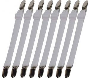 lot 11784 image: monochef 8pcs(2 Sets) Sheet Straps Suspenders Band Adjustable Bed Corner Holder Elastic Fasteners Clips Grippers Mattress Pad Cover Fitted Sheet