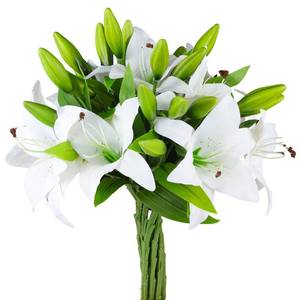 lot 11788 image: Hananona 8 Pcs Artificial Tiger Lily Real Touch Lily Easter Lily Fake Spring Flowers for Wedding Home Party Easter Decoration Plastic Lily Faux Flowers (White, 8)
