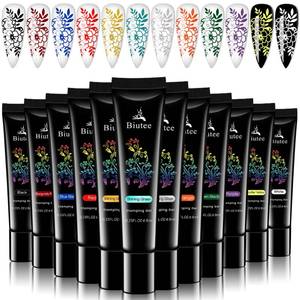 lot 11789 image: SEISSO Stamp Nail Polish Gels, 12 Colors Stamping Gels Black White Glitter GreenSilverGolden for Nail Stamp Plate Stamper