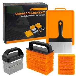 lot 11799 image: Griddle Cleaning Kit for Blackstone 18Pcs - Grill Cleaning Kit with Scraper, Heat-Resistant Silicone Spatula Mat with Hanger, Cleaning Brick, Scouring Pads Easy Cleaning on Hot or Cold Surfaces