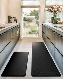 lot 11807 image: Homergy Anti Fatigue Kitchen Mats for Floor 2 PCS, Memory Foam Cushioned Rugs, Comfort Standing Desk Mats for Office, Home, Laundry Room, Waterproof & Ergonomic, 17.330.3 & 17.359, Fabric Grey