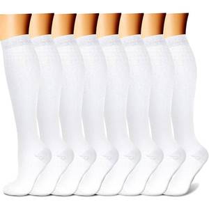 lot 11811 image: CHARMKING Compression Socks for Women & Men (8 Pairs) 15-20 mmHg Graduated Copper Support Socks are Best for Pregnant, Nurses - Boost Performance, Circulation, Knee High & Wide Calf (LXL, White)