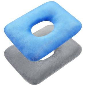lot 11812 image: Sintuff 2 Pcs Sitting Donut Pillow for Tailbone Pain, Hemorrhoids, Bed Sores, Pregnancy, Pain Relief Seat Cushion Anti Decubitus Donut Cushion Donut Shaped Postpartum Pillow for Home (Gray, Blue)