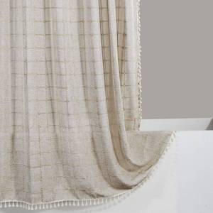 lot 11814 image: YoKii Boho Farmhouse Shower Curtain in Tan, Wrinkle Free & Ultra Thick Cotton Linen Rustic Cottagecore Aesthetic Cute French Country Bathroom Shower Curtains Set Modern Bohemian Chic, 72x72