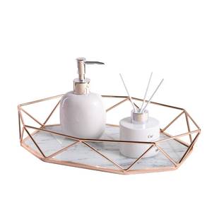 lot 11815 image: Glass Vanity Tray, Gold Mirror Tray, Octagon Perfume Tray Organizer of Dresser Bathroom Counter,Tabletop Tray Storage and Display for Makeup Cosmetic Skincare, Delectable Bedroom Decorative Tray