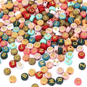 lot 11822 image: Round Letter Beads, DECYOOL 700Pcs 47mm Colored Acrylic Alphabet Beads for Bracelet Necklace DIY Jewelry Making