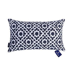 lot 11842 image: Aitliving Decorative Throw Pillow Cover 1 pc 12x20 Cotton Canvas Muted Slate Blue Trellis Embroidery Dark Blue Mina Lumbar Pillow Case Cushion Cover, Navy Blue Dark Lumbar Pillow Sham 30x50cm