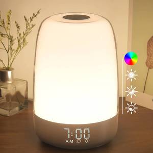 lot 11847 image: winshine Touch Wake Up Night Light with Sunrise Simulation Alarm Clock, 3 Ways Dimmable Warm White Bedside Lamp for Kid Bedrooms RGB Ambient Table Nightstand Light,Sleep Aid Snooze Timer Mode