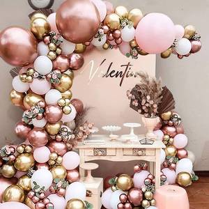 lot 11858 image: Pink Balloons Garland Arch Kit, Rose Gold Pink White Metallic Gold Balloons, Birthday Party Balloons for Baby Shower, Bridal Shower, Wedding, Birthday, Anniversary Party