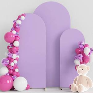 lot 11877 image: Wokceer Wedding Arch Cover Set of 3 Spandex Fitted Wedding Arch Stand Covers for Round Top Chiara Arch Backdrop Stands Cover for Birthday Party Ceremony Banquet Decoration 4ft,5ft,6ft Lavender