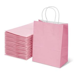 lot 11880 image: TOWRAP Pink Gift Bags 25Pcs 8x4.25x10.5 Inch Medium Kraft Paper Bags with Handles Bulk, Shopping Bags, Party Bags, Retail Bags, Merchandise Bags, Favor Bags