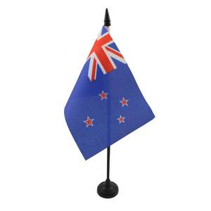 lot 11881 image: AZ FLAG New Zealand Table Flag 4 x 6 - New Zeleander �Kiwi Desk Flag 15 x 10 cm - Black Plastic Stick and Base