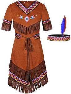 lot 11894 image: Native American Costume Girls with Headdress (Brown, 10-12Years)