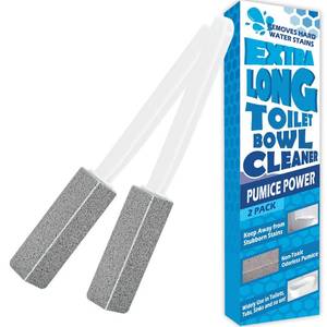lot 11903 image: FAZMoss 2 Pack Pumice Stone for Toilet Cleaning, Pumice Cleaning Stone Toilet Bowl with Extra Long Handle for Removing Toilet Bowl Ring, Pool, Bathroom,Toilet Brush