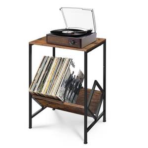 lot 11906 image: Telawsfun Record Player Stand Table with Album Storage, Record Player Shelf Cabinet Holder Up to 80 Lp, Metal &Wood Vinyl Record Display Desk ,Small Side End Table for Most Turntables