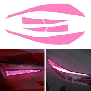 lot 11907 image: TOMALL Headlight Sidemarker Rear Fog Light Vinyl Films Smoke Tint Compatible with Hyundai Elantra 2021-2023 PreCut Light Transmission Amber Edges Delete Stickers Car Decal Decoration (Pink-2pair)