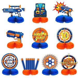 lot 11915 image: LINGXIU 10 Pieces Dart War Party Decorations Nerf Dart War Gun Party Honeycomb Centerpieces Birthday Party Table Toppers Double RZ0037 0