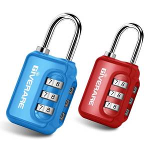 lot 11923 image: GIVERARE 2 Pack Combination Lock, 3-Digit Padlock Keyless, Resettable Luggage Locks for Backpack, Gym & School&Employee Locker,Weatherproof Travel Lock for Fence, Backyard Gate, Hasp, Case-BlueRed