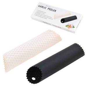 lot 11924 image: Maxracy 2 Set Silicone Garlic Peeler Easy Roller Tube Useful Garlic Odorfree Kitchen Tool (Black,Clear)
