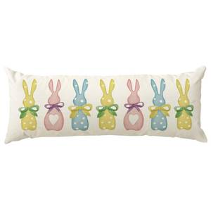 lot 11925 image: AVOIN colorlife Easter Polka Dot Love Heart Colors Bunny Long Lumbar Throw Pillow Cover, 14 x 36 Inch Bow Rabbit Long Body Pillow Case for Bed Sofa Bench