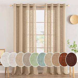 lot 11932 image: MIULEE Camel Beige Linen Curtains 120 Inches Long 2 Panels for Bedroom Living Room, Soft Thick Linen Textured Extra Long 10 Ft Window Drapes Semi Sheer Light Filtering Grommet Top Farmhouse Decor