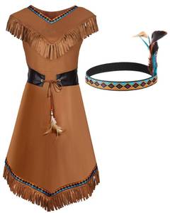 lot 11935 image: Womens Halloween Costume Native Maiden Princess Outfit for 60s 70s Girls Lady Halloween Cosplay Dress(Small)
