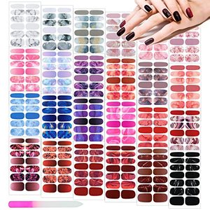 lot 11937 image: 336 Pieces 24 Sheets Full Wrap Nail Polish Stickers Nail Strips Self-Adhesive Gel Nail Strips Art Decals with Nail File for Home Women Girls DIY Nail Decorations (Vibrant Style)