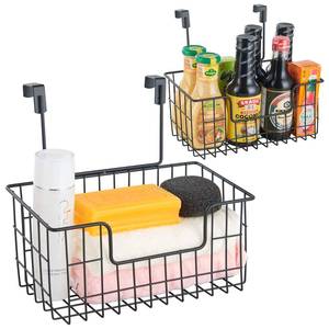 lot 11938 image: 2 Pack The Cabinet Door Organizer,Hanging Wall Mount Storage Wire Basket, Grid Storage Basket for Kitchen,Cabinet,Bathroom,Pantry,Black