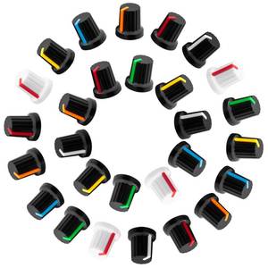 lot 11954 image: CustomyLife 28pcs 6mm Knurled Shaft Potentiometer Knob, Plastic Guitar Volume Tone Rotary Knob, Multicolored Bass Control Knob Replacement for Encoder Electric Guitar Speaker Mixer Board