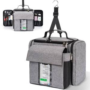 lot 11963 image: JMIANeodark Shower Caddy Tote Bag, Portable Shower Caddy for College Dorm Travel, Separate Compartment, Large Capacity, Quick Dry Mesh Base, Hanging Toiletry Bath Bag (Grey)