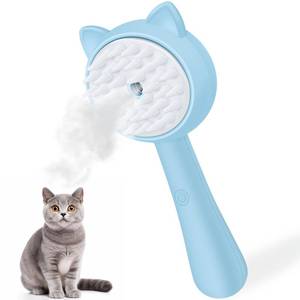 lot 11967 image: Cat Steam Brush, 3 in 1 Cat Steamy Brush Cleanser, Silicone Massage Grooming Brush for Shedding, Pet Hair Cleaning Brush Comb for Cats Dogs(Blue Cat)