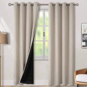 lot 11971 image: BGment 100% Blackout Curtains for Bedroom Window 84 Inch Length 2 Panels, Thermal Insulated Full Light Blocking Grommet Drapes for Living Room Darkening with Black Liner, 52 Inch Wide Each, Cashmere