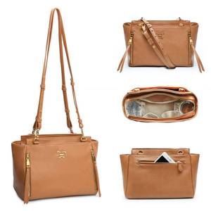lot 11977 image: miss fong Brown Diaper Bag Purse, Small, Crossbody, ECO PU Leather, 9 Pockets, Insulated, Unisex-Adults