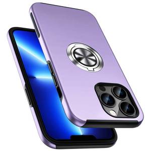 lot 11982 image: PELEPUES Shockproof Case for iPhone 13 Pro 6.1, Embedded Finger Ring Military Grade Phone Case Cover with Reinforced Metal Stand Kickstand Support Magnetic Car Holder for iPhone 13 Pro, Purple